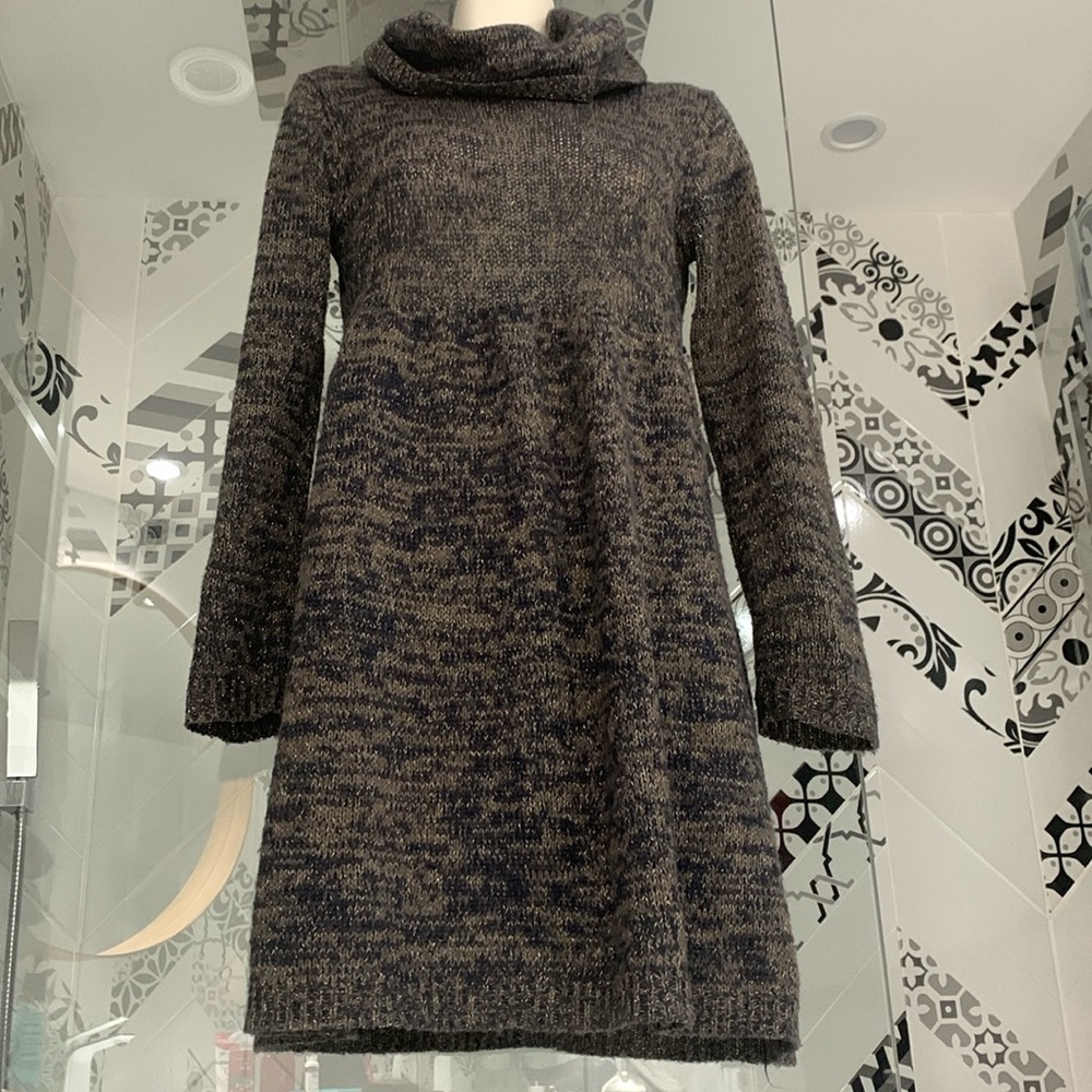 MANGO Vintage Knitted Fall Mini Dress with Shimmering Tread